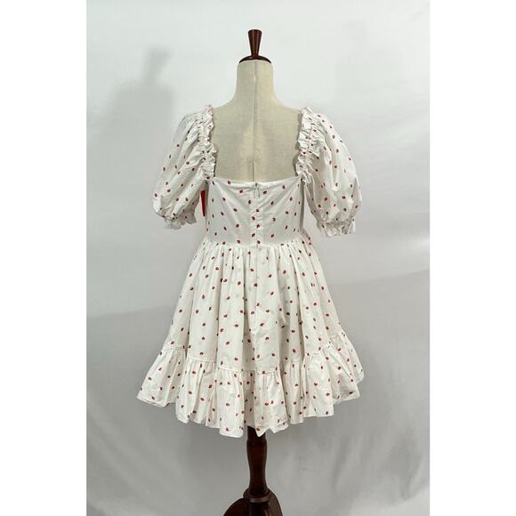 SELKIE Sz M Medium The Buttercream Dress Strawberries La Fraise Bows NWT - Picture 6 of 11